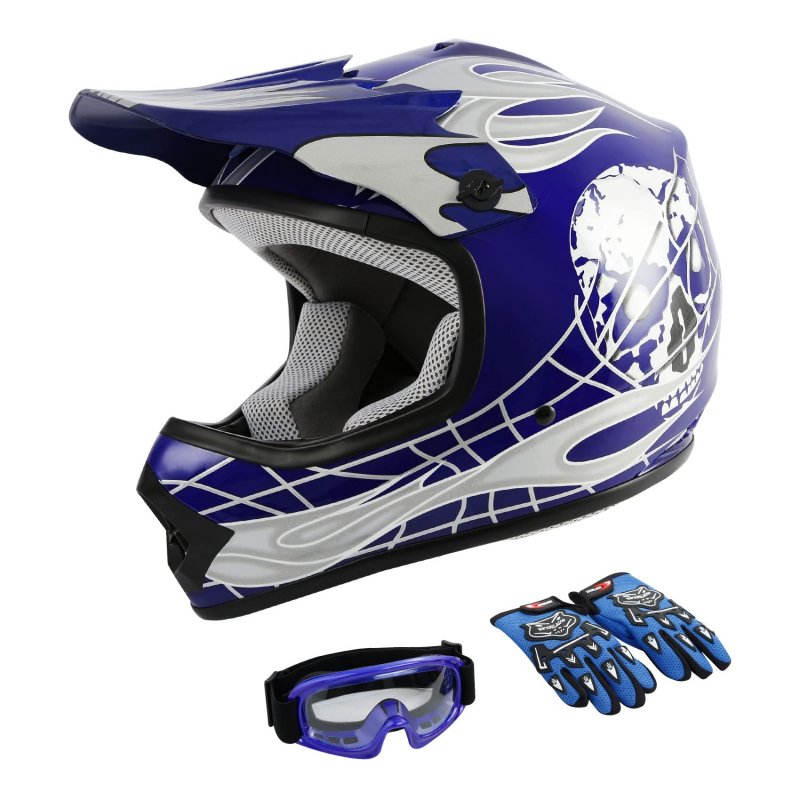 Kids Motorcycle Motocross Helmet With Gloves And Goggles Dot Approved Full Face Youth Offroad Dirt Bike For Atv Bmx Style B