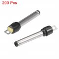 Uxcella 200pcs Dc Male Connector 2 0mm X 0 6mm Power Cable Jack Adapter Silver Tone