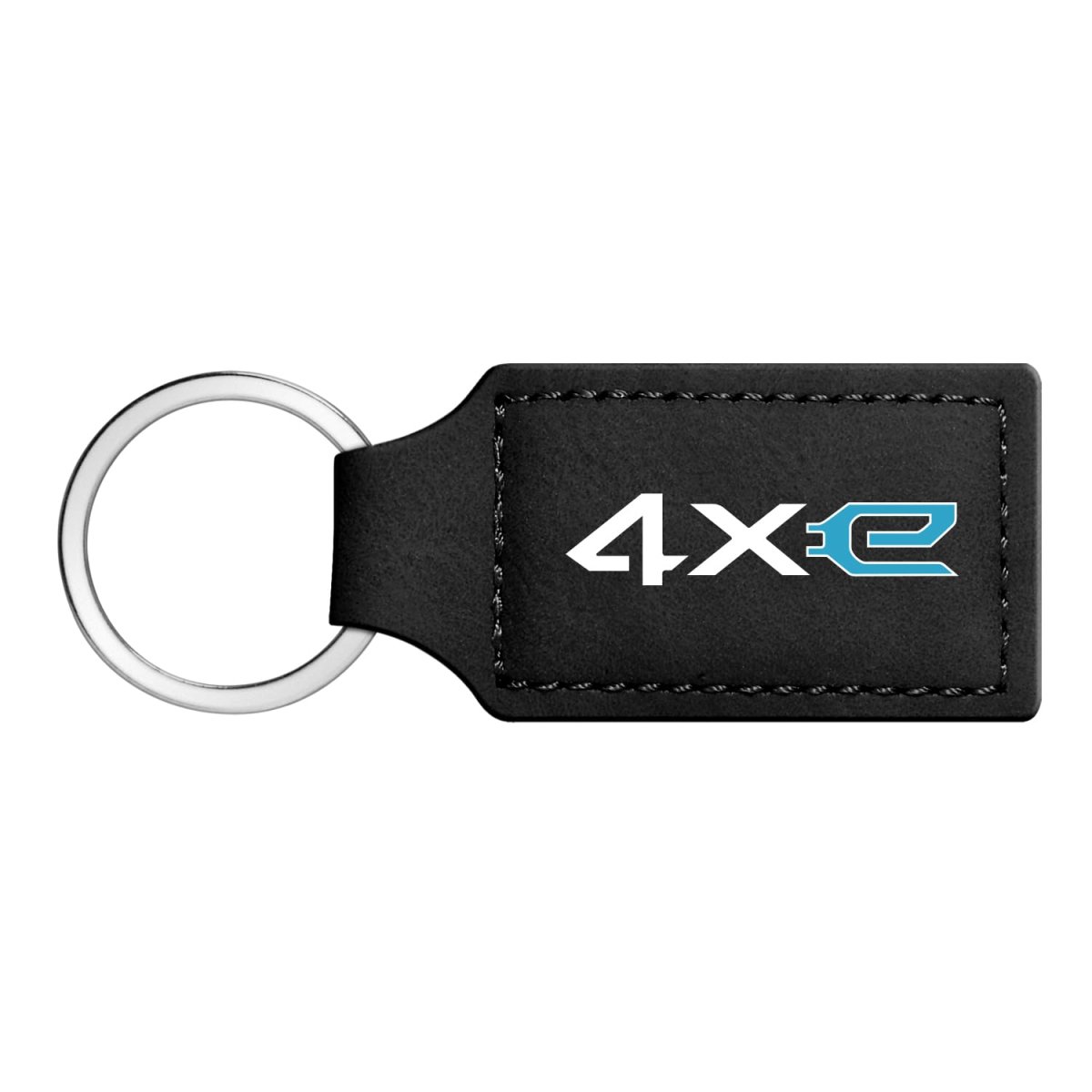 Jeep 4xe Rectangular Black Pu Leather Key Chain Official Licensed Modern Style Pendant 3 75 In X 1 25