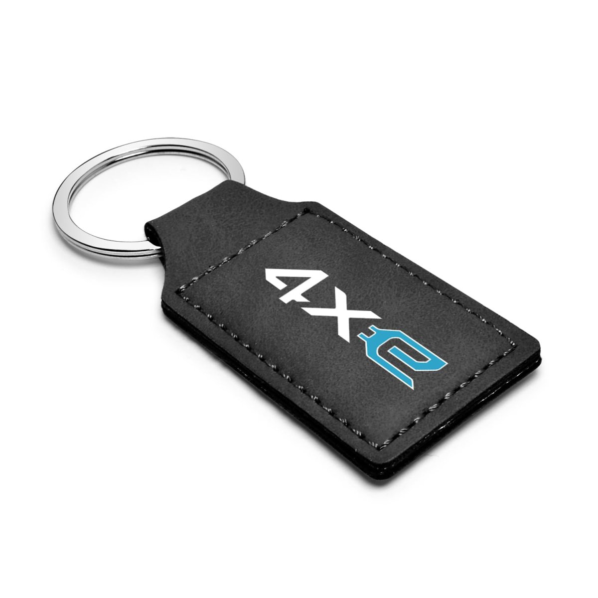 Jeep 4xe Rectangular Black Pu Leather Key Chain Official Licensed Modern Style Pendant 3 75 In X 1 25