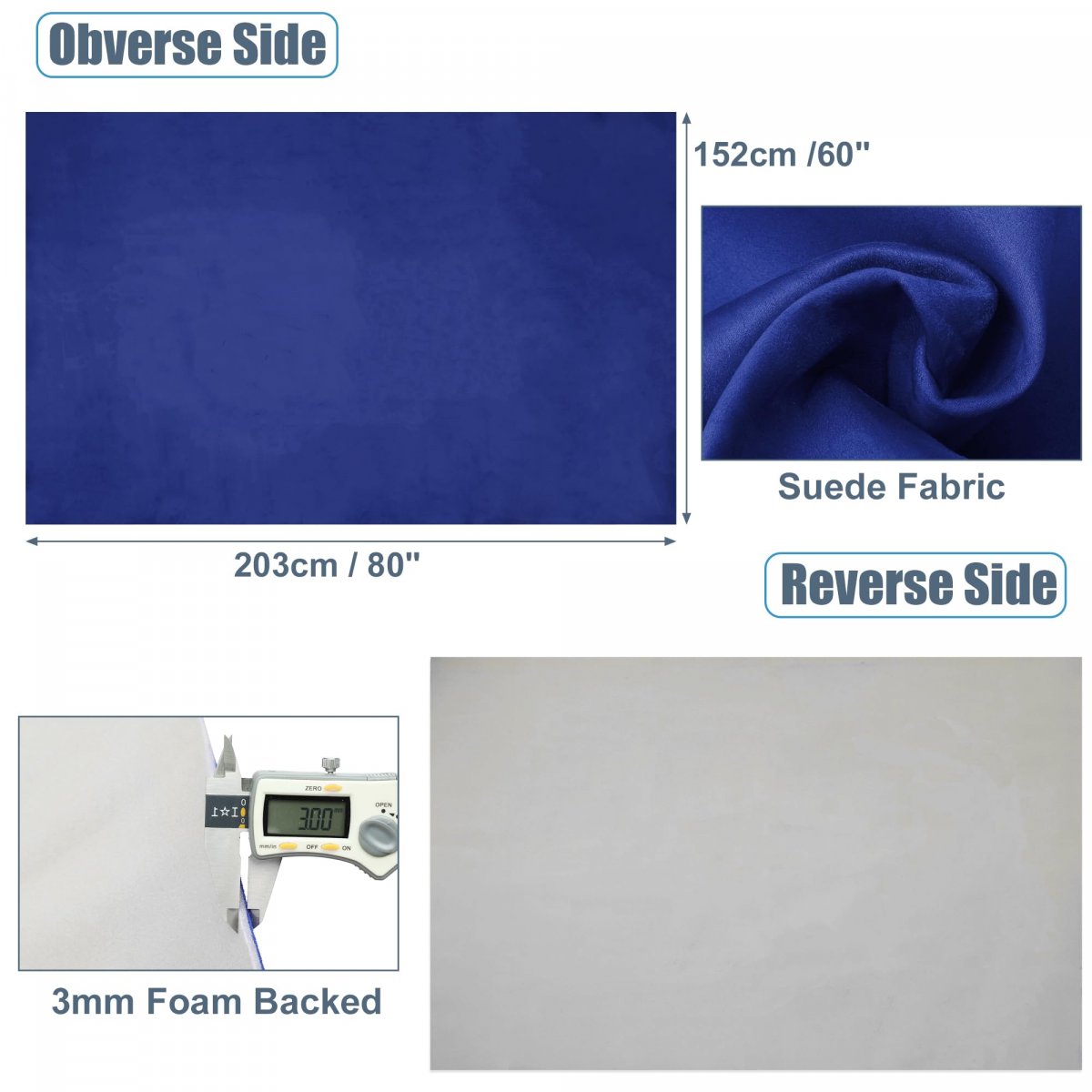 Suede Headliner Fabric 80in X 60in Foam Backed For Car Truck Suv Interior Trim Diy Repair Replacement Navy Blue