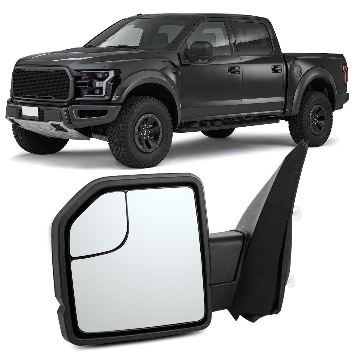 Tow Mirrors Power Left Driver Side Towing Fit For 2015-2020 F150 Pickup Truck With Temperature Sensor Manual Folding