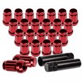 Set Of 24 Red Wheel Lug Nuts With The Height 35mm 12a 1 5 Threaded Fastener For Toyota 1997-2016 2 Keys 