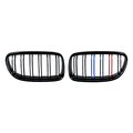 Front Center Kidney Grille Grill For Bmw E90 E91 Lci 325i 328i 335i 4d 2009-2011 Glossy Black M Color Double Line
