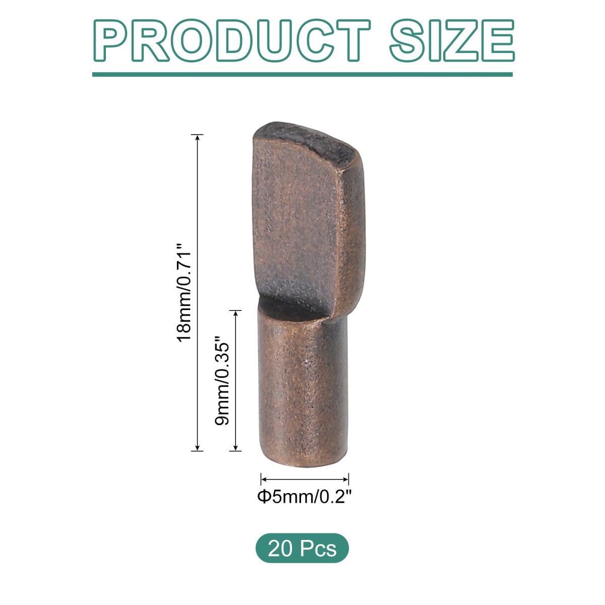 20pcs Shelf Support Pegs 5mm Spoon Shape Pins Metal Holder For Kitchen Cabinet Bookcase Red Bronze