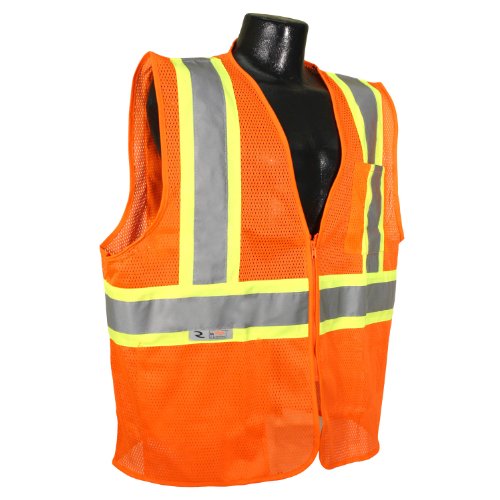 Radians Sv22-2zom-4x Polyester Mesh Economy Class 2 High Visibility Zipper Closure Vest With Two-tone Trim 4x-large Orange
