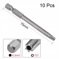 Uxcell 10 Pcs 1 4 Hex Shank T27 Magnetic Security Torx Screwdriver Bits 75mm Length