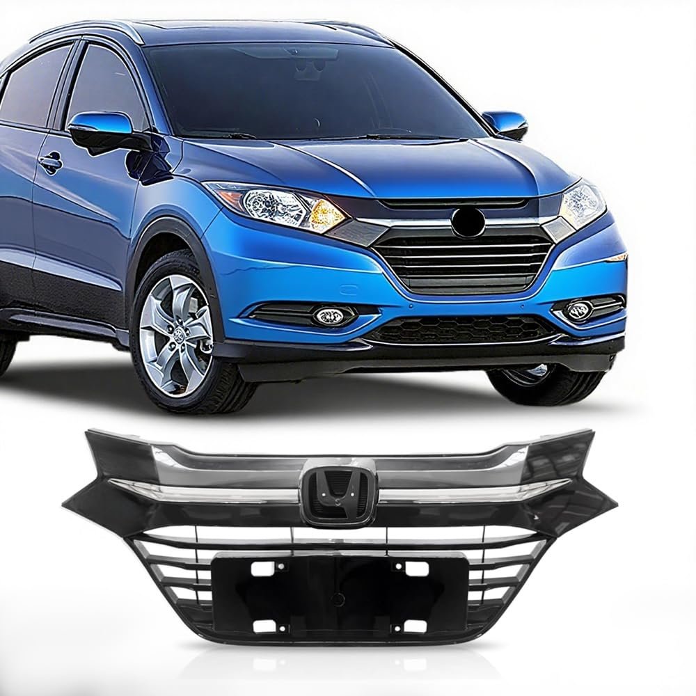 Front Upper Grille For Honda Hrv 2016 2017 2018 Full Black And Chrome Replacement Radiator Grill