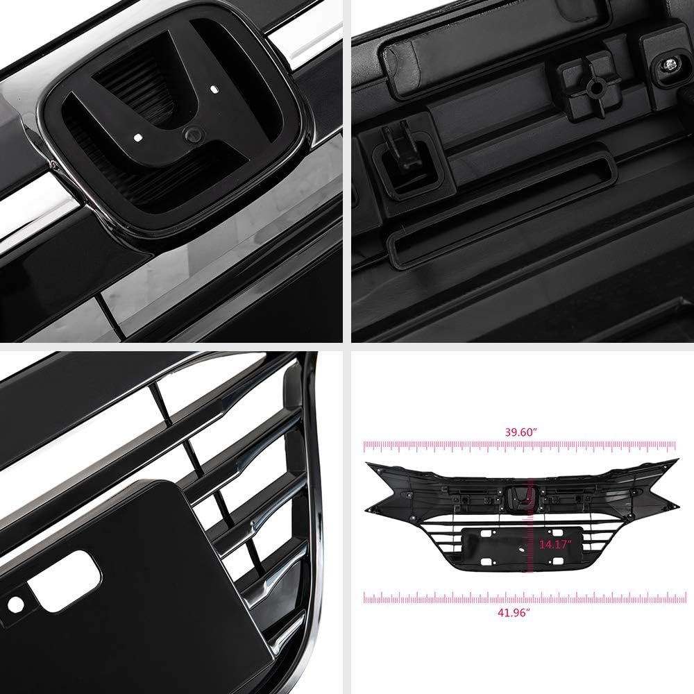 Front Upper Grille For Honda Hrv 2016 2017 2018 Full Black And Chrome Replacement Radiator Grill
