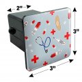 Nurse Doctor Pattern Healthcare Stethoscope Thermometer Tow Trailer Hitch Cover Plug Insert