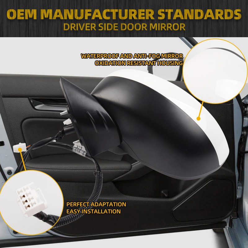 Dasbecan Driver Left Side Mirror For Honda Civic Sedan Hatchback Sport Si Lx Ex 2022 2023 With Power Glass Manual Folding Match