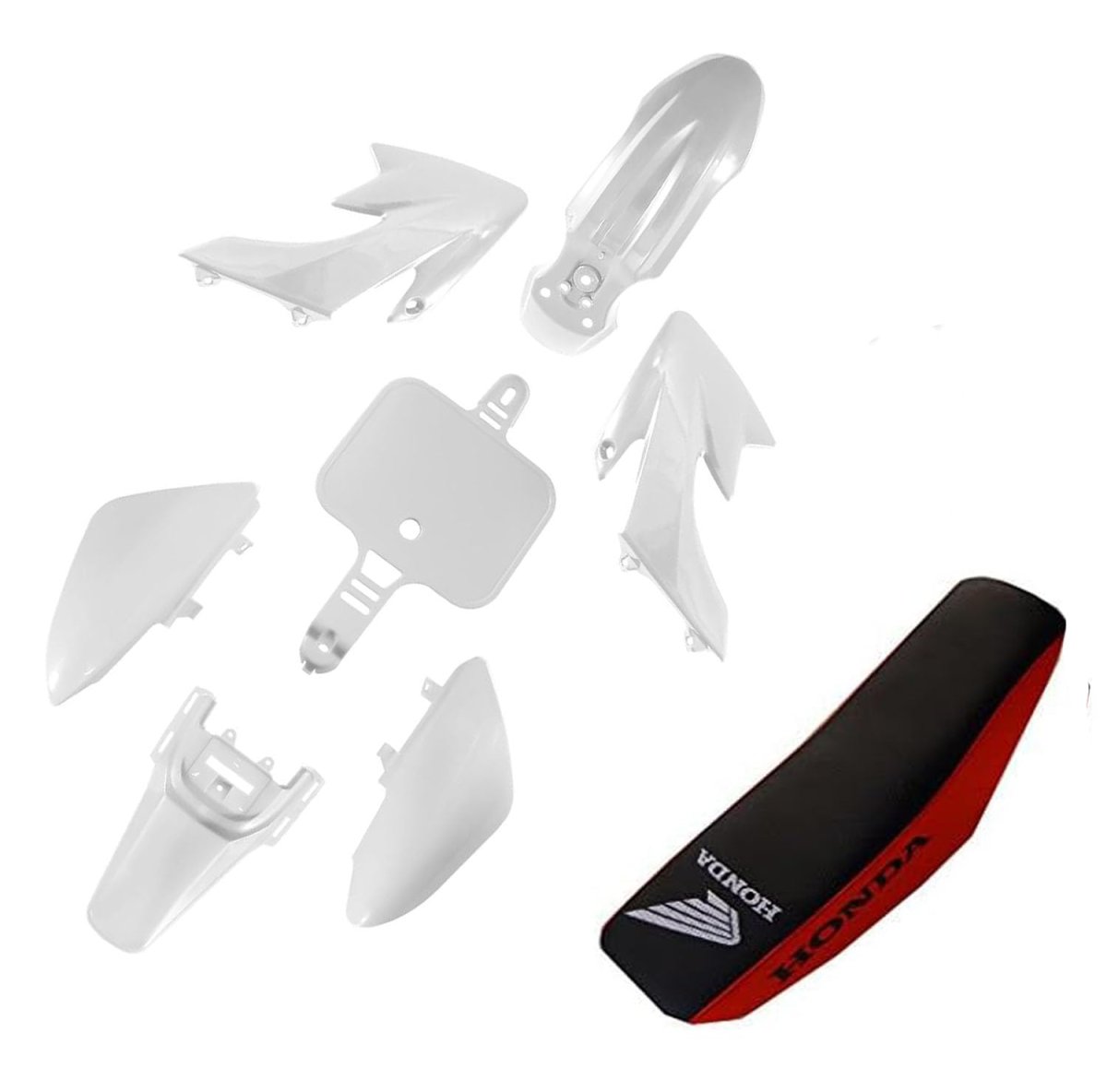 White Plastics Kit With Tall Seat For Honda Crf50 Xr50 Chinese 50cc 70cc 90cc Dirt Pit Bike Fenders Fairings Replacement