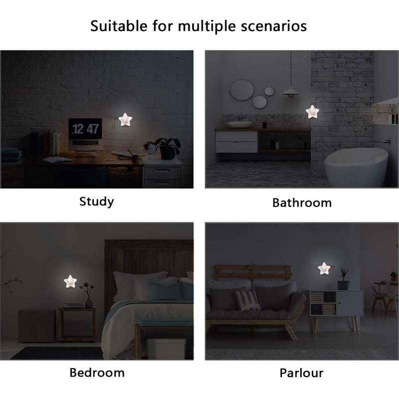 Cute Baby Elephant Plug In Led Night Light Lamp With Dusk To Dawn Sensor For Hallway Kitchen Bathroom Bedroom Star Shaped Decor