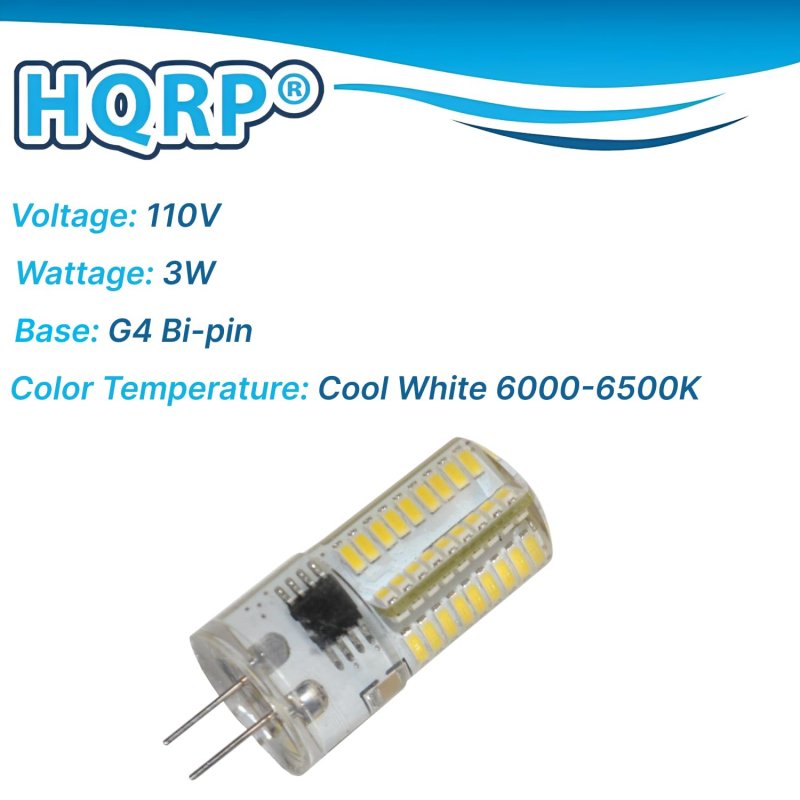 Hqrp G4 Bi-pin 72 Leds Light Bulb Smd 3014 110v 3w 350-400lm Not Dimmable Cool White 6000-6500k