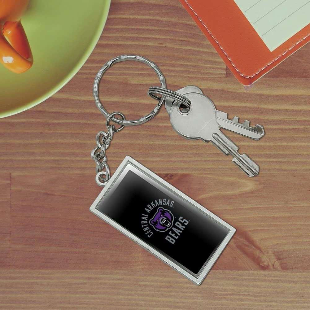 University Of Central Arkansas Bears Rectangle Keychain Chrome Plated Metal With Resin Topped Design 2in X 1in