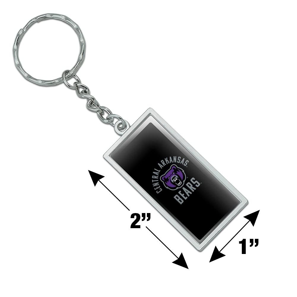 University Of Central Arkansas Bears Rectangle Keychain Chrome Plated Metal With Resin Topped Design 2in X 1in