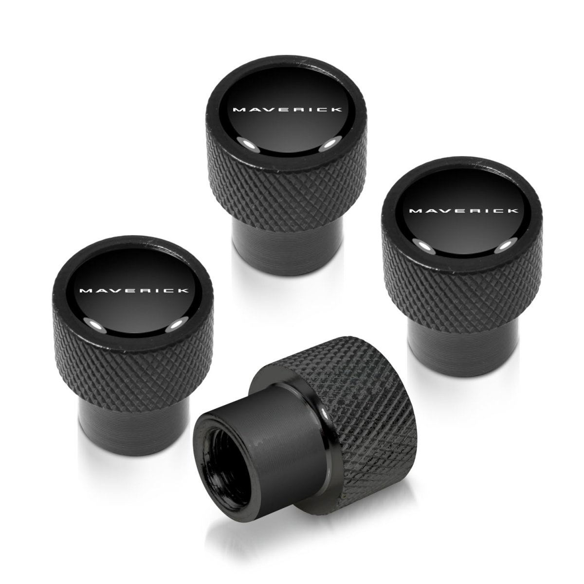 Ford Maverick On Black Premium Aluminum Tire Valve Stem Caps -set Of 4 Official Licensed