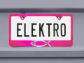 Christian Fish With Cross License Plate Frame Pink Powder Coated Metal 3d Chrome Ichthys Universal Fit For 12 In X 6 Plates
