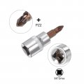 Uxcell Pz2 Bit Socket 3 8 Square Drive Cr-v Sockets S2 Steel Bits 1 89 Length With Hex Shank Power Drill Adapter
