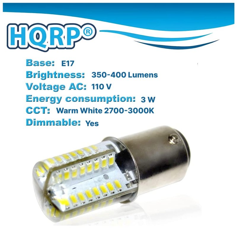 Hqrp 2-pack E17 Base 72 Smd 3014 Silicone Crystal Led Bulbs Dimmable 110v Warm White For Microwave Refrigerator Kitchen Vent