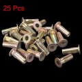 Uxcell Multi-grip Rivet-nut M6 Pre-bulbed Shank Carbon Steel Color-zinc-plated Flat Head Threaded Insert Nut 25pcs