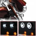 4-1 2 Led Auxiliary Spotlight Drl Passing Light W Housing Bucket Bracket Bullet Turn Signals Lamp 4 5 Inch Halo Ring Spot Fog