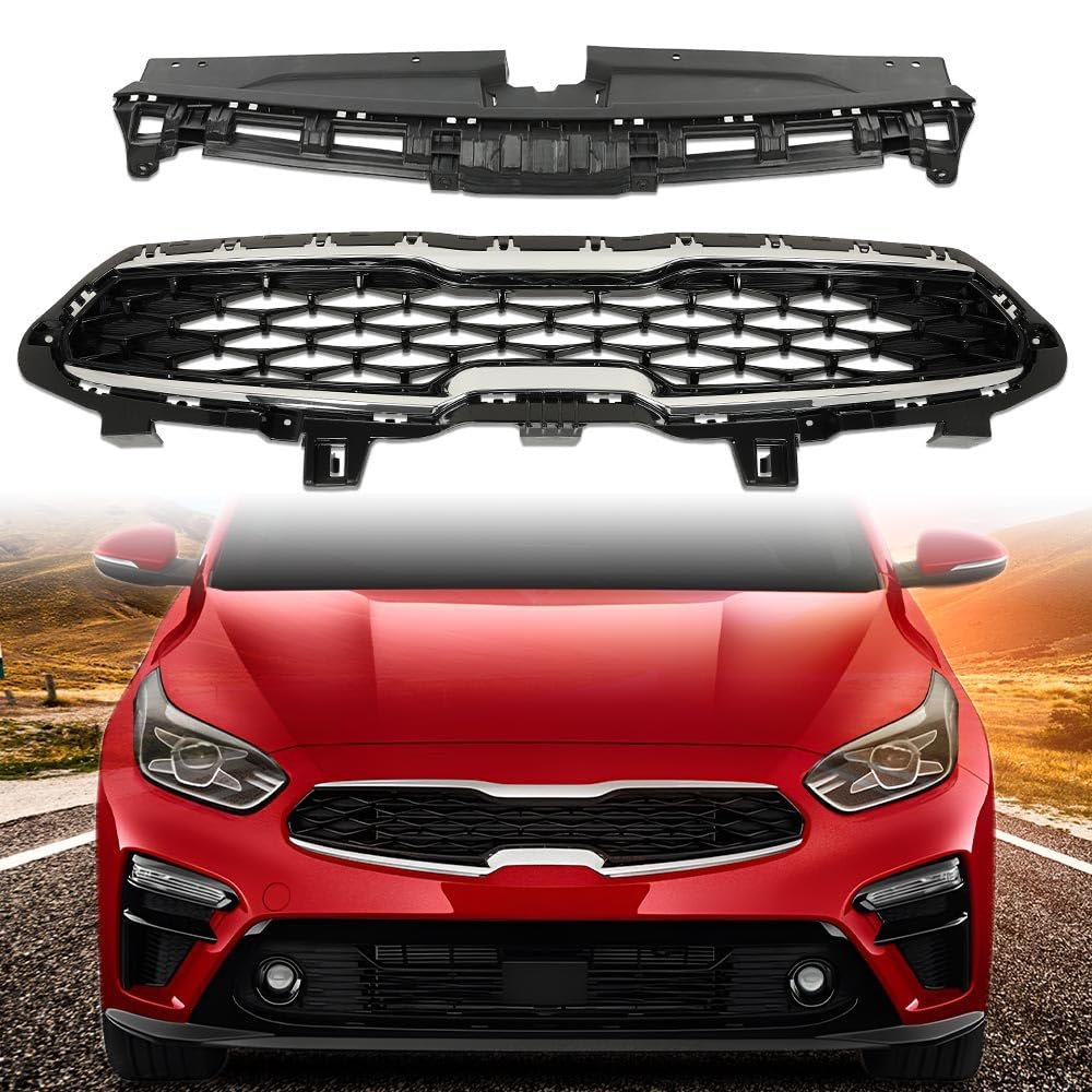 Front Upper Bumper Grille Radiator Sight Shield Cover For Kia Forte 2019-2021 Ki1224116 Ki1200205 86370m7000 86350m7010