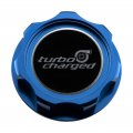 Vms Racing Blue Oil Cap With Black Turbocharged Emblem In Cnc Machined Billet Aluminum Compatible Honda Acura Integra