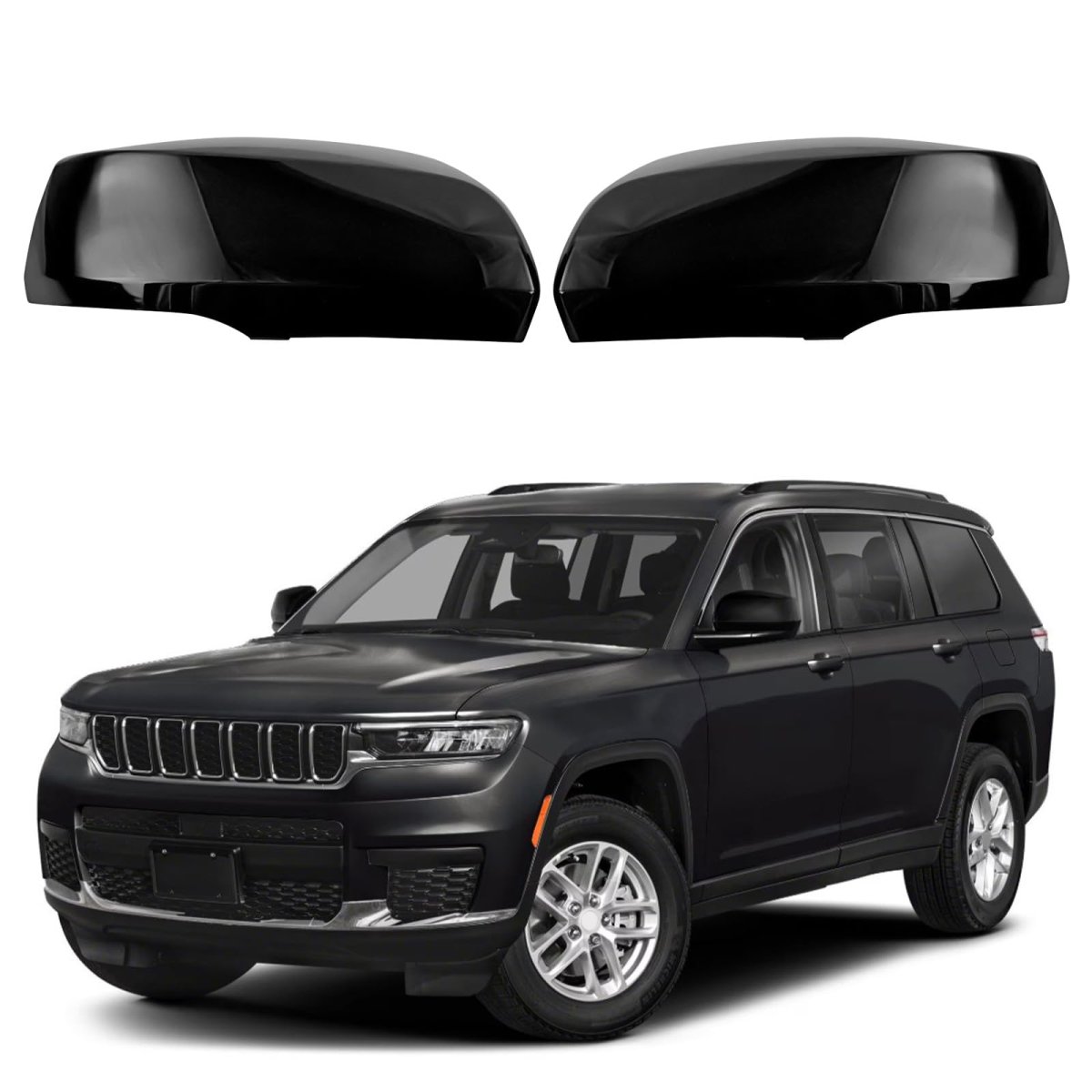 Glossy Black Mirror Cover Replacement For 2022 2023 2024 2025 Jeep Grand Cherokee With Turn Signal Direct Set Of 2 Left And