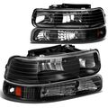 For Chevy Silverado Tahoe Gmt800 Black Housing Amber Corner Headlight Drl 8 Led Fog Light
