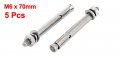 Uxcell M6x70mm Hex Nut Stainless Steel Sleeve Anchor Expansion Bolts 5 Pcs