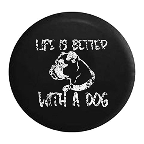 Distressed Spare Tire Cover Life Is Better With A Dog Boxer Pug Boston Terrier K9 35 Inch