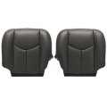 Driver And Passenger Side Bottom Seat Covers Replacement Leather Dark Gray For Chevy Silverado Avalanche Sierra Tahoe Suburban 
