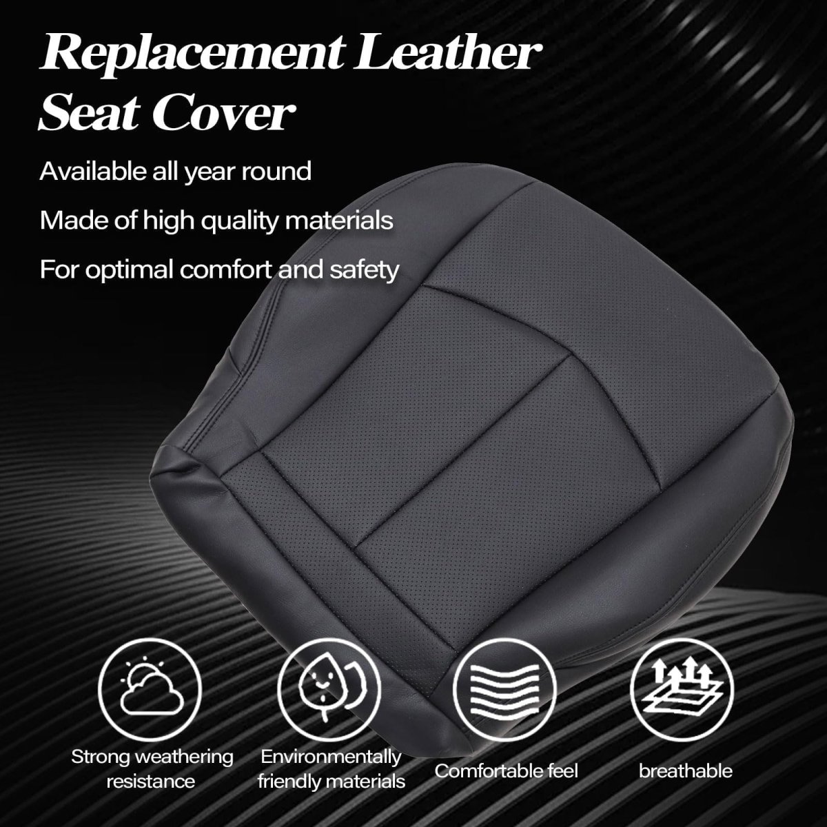 Secos Black Front Driver Passenger Side Bottom Top Lean Back Replacement Perforated Leather Seat Covers For Mercedes Benz E63