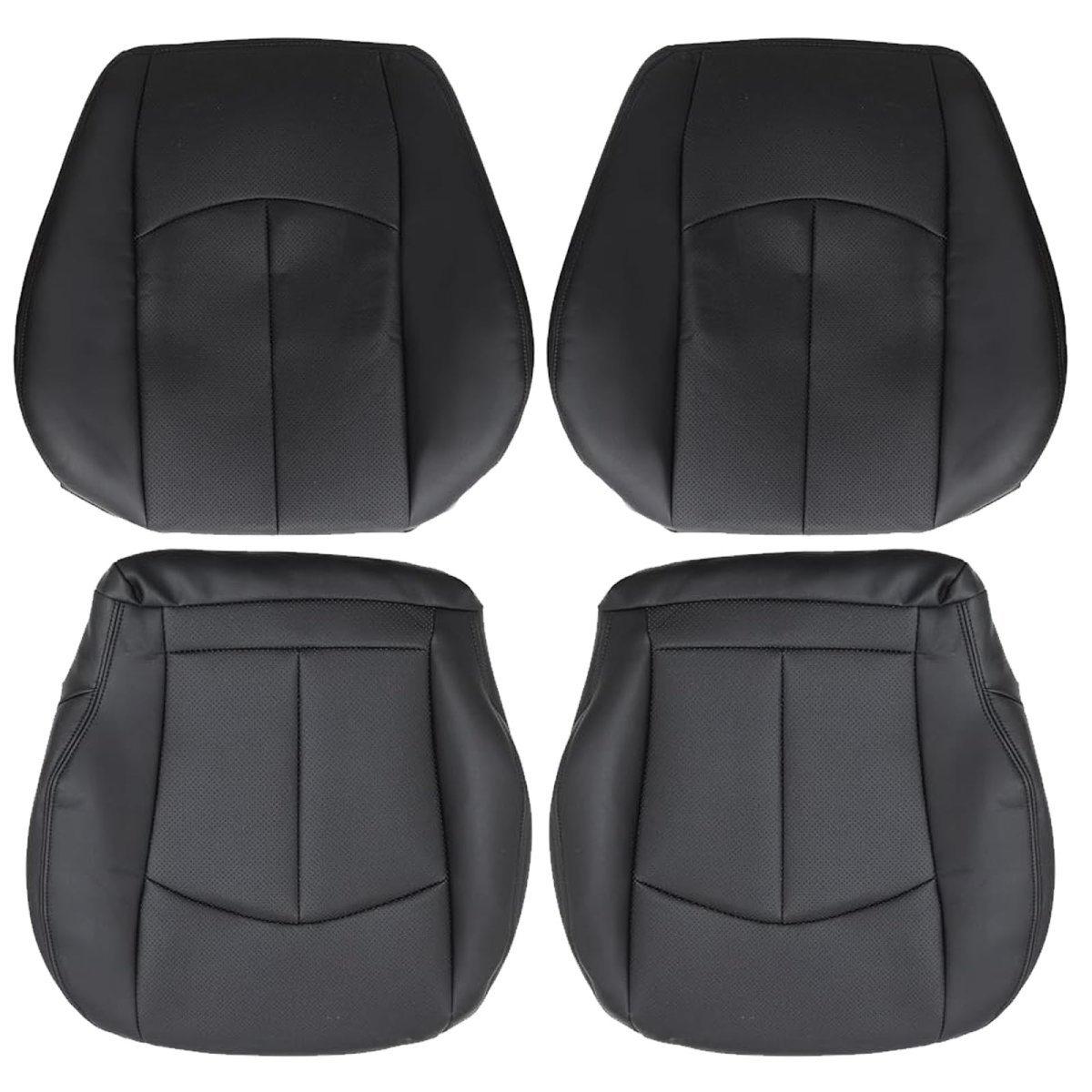 Secos Black Front Driver Passenger Side Bottom Top Lean Back Replacement Perforated Leather Seat Covers For Mercedes Benz E63
