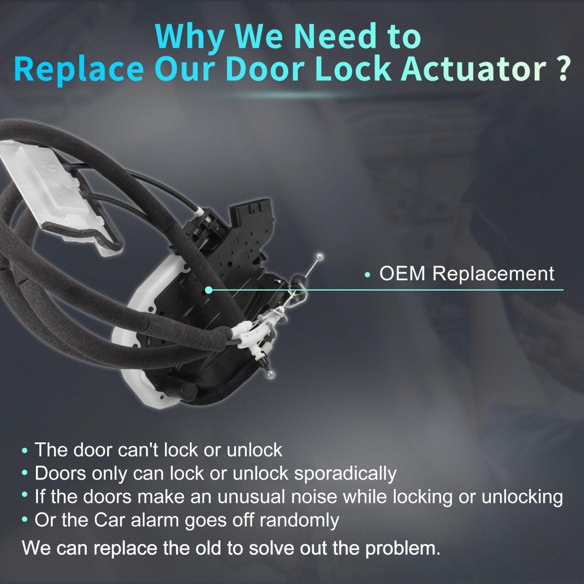 Front Right Passenger Side Power Door Lock Actuator Motor With Cable For Infiniti Q50 2014-2020 Latch Assembly Replace No