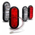 True Mods 2 Red White 6 Inch Oval Led Trailer Tail Light Kit Surface-mount Dot Fmvss 108 Sae Ip67 Waterproof Stop Brake Turn 