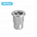 Uxcell M6 Half Hex Body Rivet Nuts 60pcs 304 Stainless Steel Flat Head Threaded Insert For Metal Plastic
