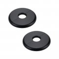 2 Pcs Wall Split Flange Abs Round Self Adhesive Escutcheon Plate With Buckles Design For 0 86 In 22mm Diameter Pipe Black 