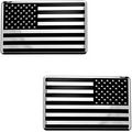2x Usa American Embossed Stainless Steel Metal Flag For Cars Trucks 3 12 X 2 Black Chrome Set Left Right 