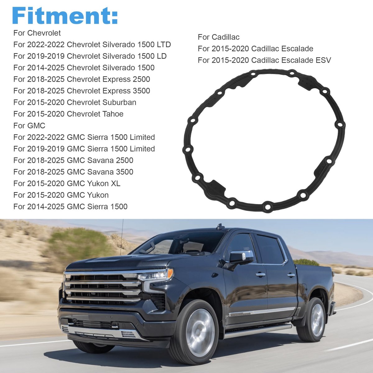 Rear Axle Housing Cover Gasket Differential Seal 22943110 85720902 For Chevrolet Silverado Gmc Sierra 1500 2014-2025 Yukon Xl