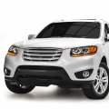 Auto Dynasty Factory Style Projector Headlight Lamps Compatible With Santa Fe 2007-2012 Driver And Passenger Side Black Housing