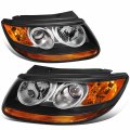 Auto Dynasty Factory Style Projector Headlight Lamps Compatible With Santa Fe 2007-2012 Driver And Passenger Side Black Housing