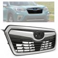 Hecasa Front Grille Compatible With 2019-2021 Subaru Forester Bumper Grill Assembly Silvery Black Replacement For 91121sj100