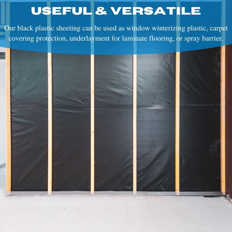 Vbs Black Plastic Sheeting 4 Mil X 200 A Roll For Spray Barrier Of Heavy Duty Thick Polyethylene Film