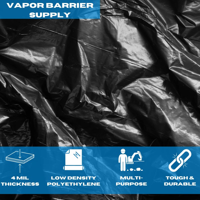 Vbs Black Plastic Sheeting 4 Mil X 200 A Roll For Spray Barrier Of Heavy Duty Thick Polyethylene Film