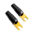 Bs8b Black Barrier Spade Connector 8 Gauge Gold Crimp Solder Type 11 32 In Wide With 7 Slot For 10 Screw Per Bag 