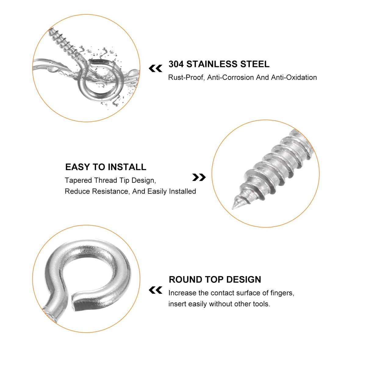 300pcs Eye Screws 304 Stainless Steel 15x7mm Small Self Tapping Screw Hooks Ring Mini Pins For Diy Handwork Wooden Clay