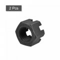 Uxcell M24x3mm Hexagon Slotted Nut Grade 4 8 Carbon Steel Hex Castle Nuts Black 2pcs