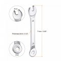 Uxcell Thin Combination Wrench With Offset 6-point End And Angled Open Metric Mirror-chrome Plated High Carbon Steel For